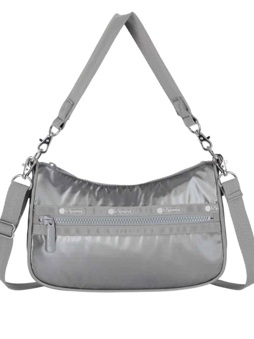 NWT LeSportsac SMALL CONVERTIBLE SHOULDER BAG in Gunmetal Gray Shine